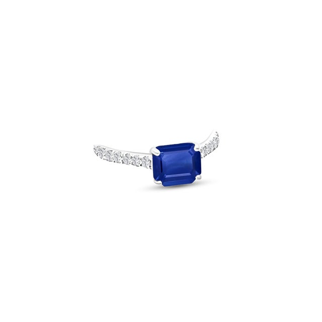 Natural Sapphire Diamond Ring 6.5 14k W Gold 1.99 TCW Certified, Size 6.5 For Sale In New York - Image 6 of 15