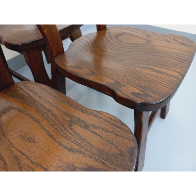 Tan Vintage Brutalist Oak Chairs, 1960s, Set of 6 For Sale - Image 8 of 18