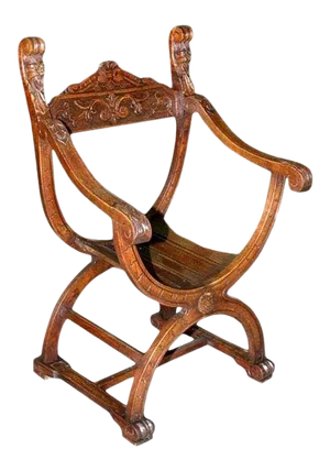 Renaissance Revival Savonarola Chair in Oak