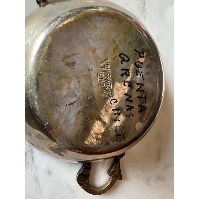 1970s 1970s Silver-Tone Chile Handmade Bowl With Decorative Handles For Sale - Image 5 of 8