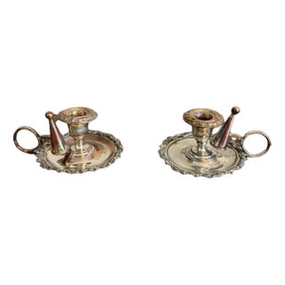 Antique George III Silver-Plated Chamber Sticks, 1800, Set of 2 For Sale