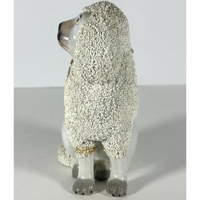 Antique Staffordshire Confetti Poodle Figurine: Hand-Painted Pottery c. 1880 For Sale - Image 6 of 10