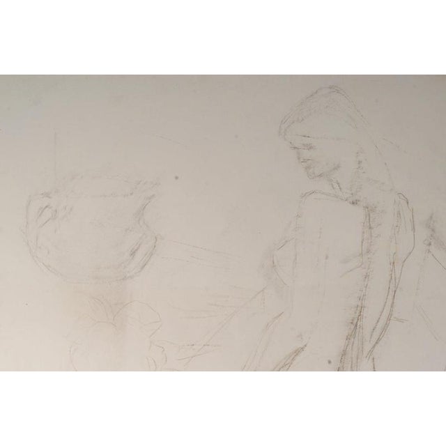 Unknown, Depicting a Young Woman Sitting, 20th Century, Drawing on Paper For Sale - Image 4 of 8