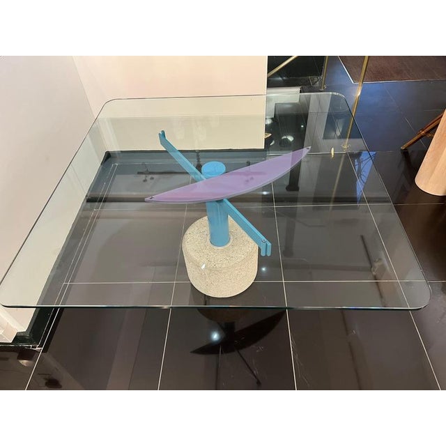 Glass Postmodern 8-Seater Dining Table attributed to Giovanni Offredi, 1980s For Sale - Image 7 of 11