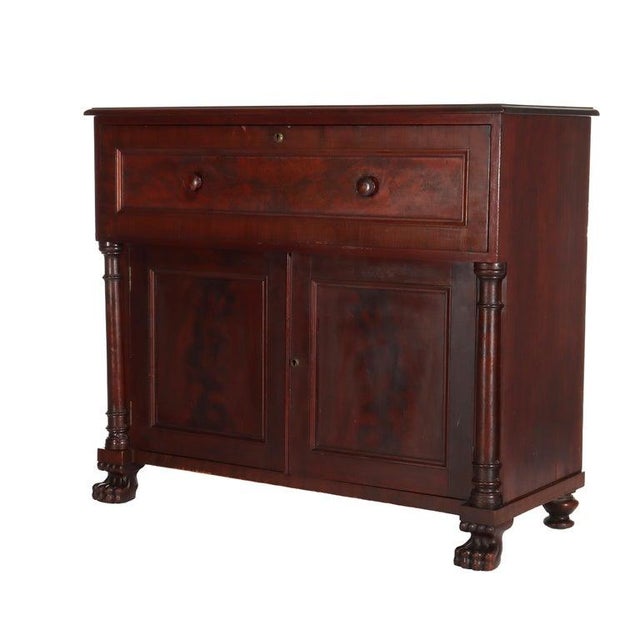 Antique American Empire Classical Flame Mahogany Butler’s Desk C1840 For Sale - Image 12 of 18