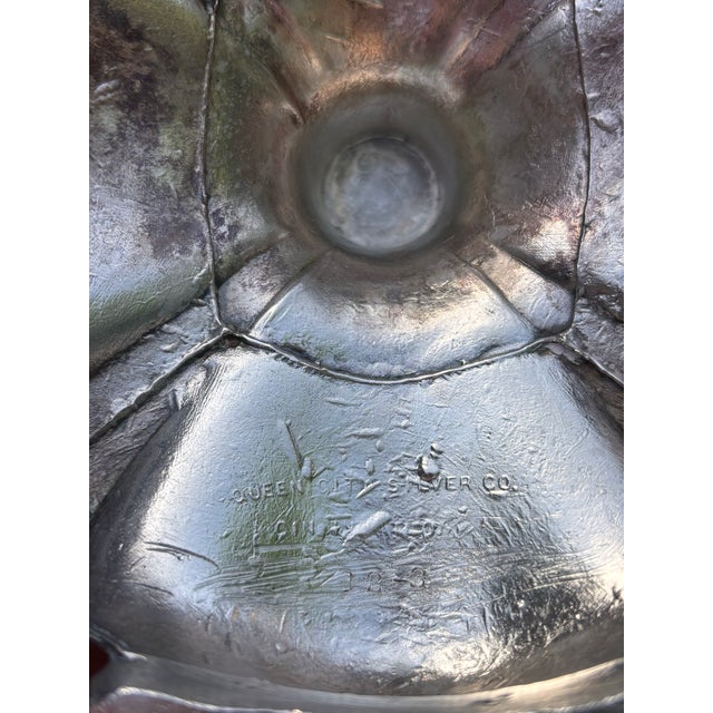 Antique Queen City Silver Co. Silverplate Compote Pedestal Bowl | Laurel Motif | American Classical Centerpiece For Sale - Image 12 of 12