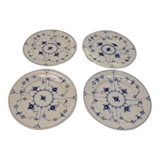 Vintage Royal Copenhagen Blue Fluted Plain Bread & Butter Plates-Set of 4 For Sale