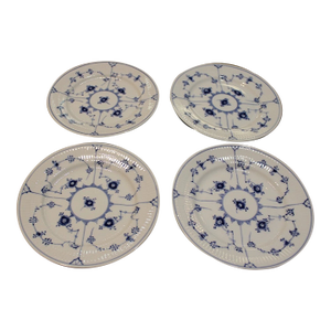 Vintage Royal Copenhagen Blue Fluted Plain Bread & Butter Plates-Set of 4