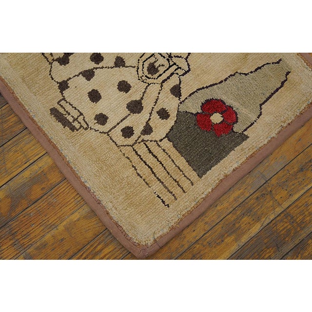1920s Gray Scene Pictorial Antique American Hooked Rug 1' 6" X 2' 9" Handknotted Wool Carpet For Sale - Image 4 of 7