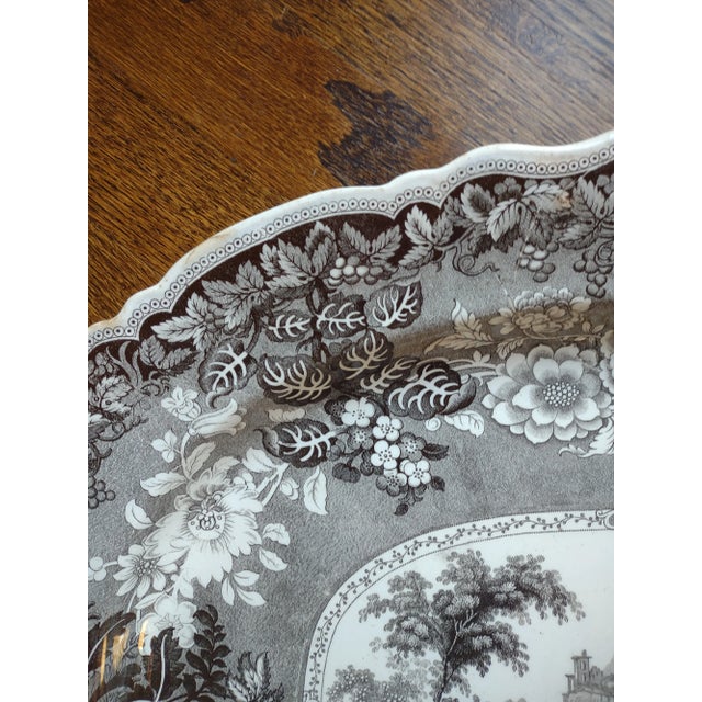 Early 18th Century Large Antique 1820's Dark Brown Transferware Platter For Sale - Image 5 of 10