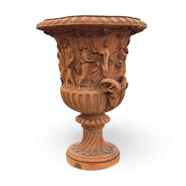 Neoclassical 1990s Pair of Neoclassical-Style Terracotta Garden Urns For Sale - Image 3 of 8
