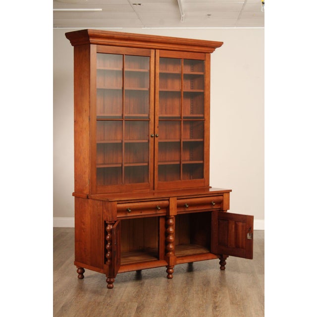 Antique American Empire Large Cherry Stepback Bookcase For Sale - Image 9 of 12