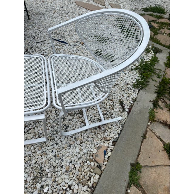 1950s 1950s Circular Radar Saucer Rocking Chair & Ottoman, Woodard Makers Mark For Sale - Image 5 of 8