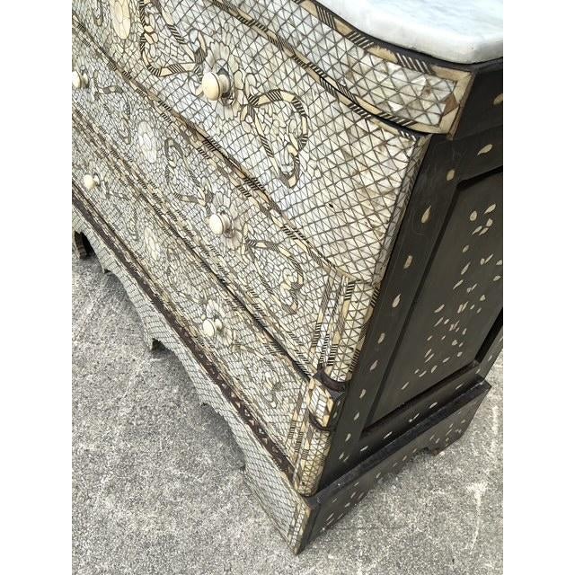 Mid-Century Modern Vintage Mother of Pearl Inlay Chest of Drawers For Sale - Image 3 of 14