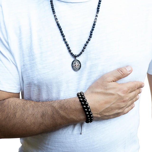 Contemporary Black Onyx Men's Self Control Bracelet For Sale - Image 3 of 6