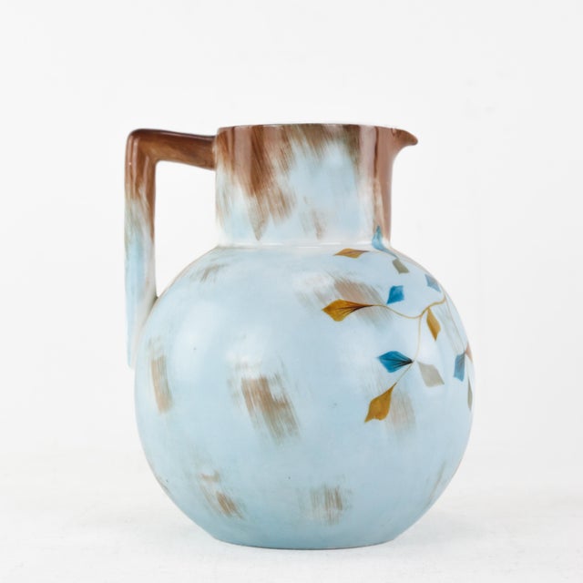 Rustic Antique Hand-Painted Hydrangea Pitcher With Rustic Floral Design For Sale - Image 3 of 9