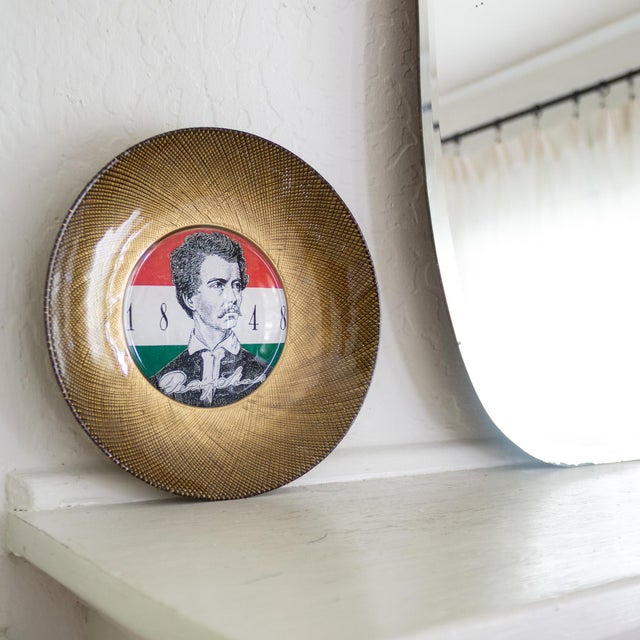 Mid-Century Modern Fornasetti Style Plate of Hungarian Revolutionary and Poet Petofi Sándor 1848 For Sale - Image 3 of 10