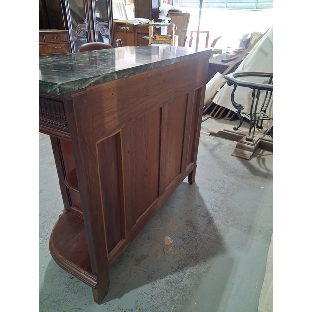 Brown Antique French Louis XVI Revival Mahogany Marble Top Dining Room Suite For Sale - Image 8 of 18