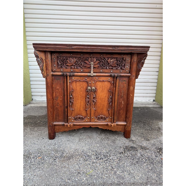 Antique Chinese Shanxi Province Winged Cabinet Table For Sale - Image 11 of 15