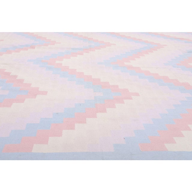 Late 20th Century Vintage Indian Dhurrie Rug, 10'00 X 14'00 For Sale - Image 5 of 10