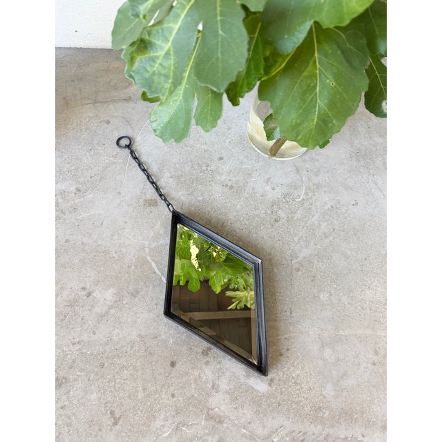 Vintage Brutalist Diamond-Shaped Iron Mirror, 1970s For Sale - Image 11 of 18