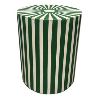 Contemporary Moroccan Resin-Inlay Striped Drum Side Table For Sale