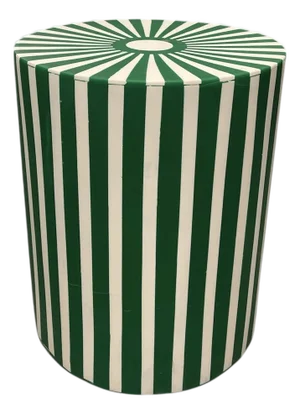 Contemporary Moroccan Resin-Inlay Striped Drum Side Table