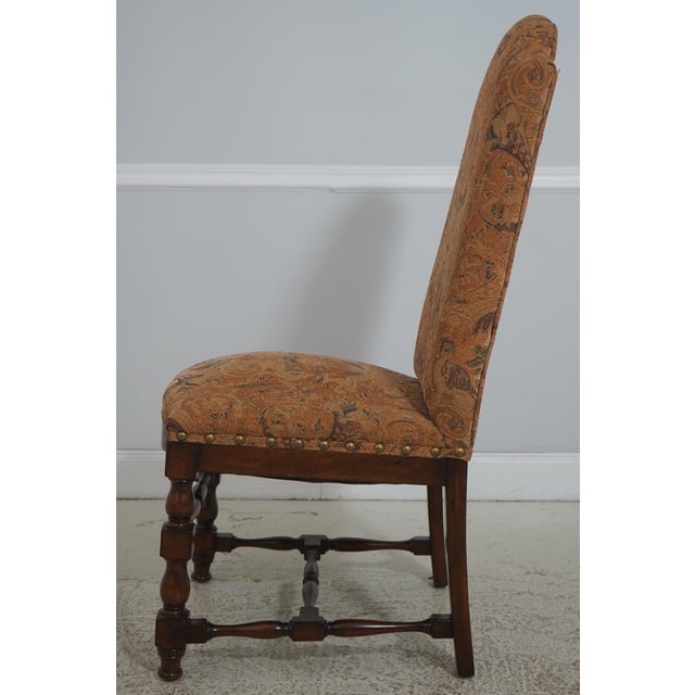 Jacobean Set of 4 Mahogany High Back Dining Chairs For Sale - Image 3 of 18