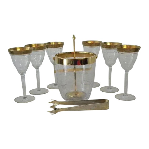 Vintage Mid-Century Gold Bar Set - 8 Pieces For Sale