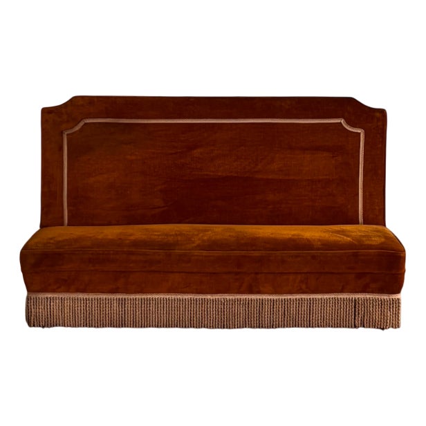 Italian Velvet Sofa, 1950s For Sale