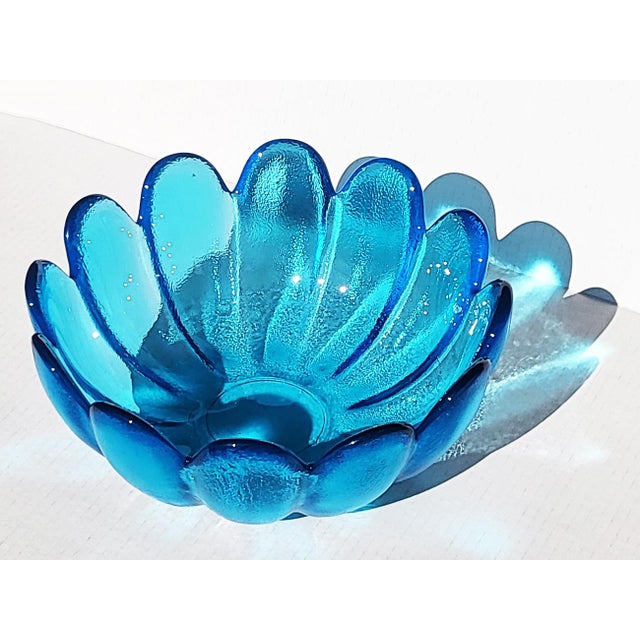 Vintage Indiana Glass Bright Blue Lotus Bowl Chairish