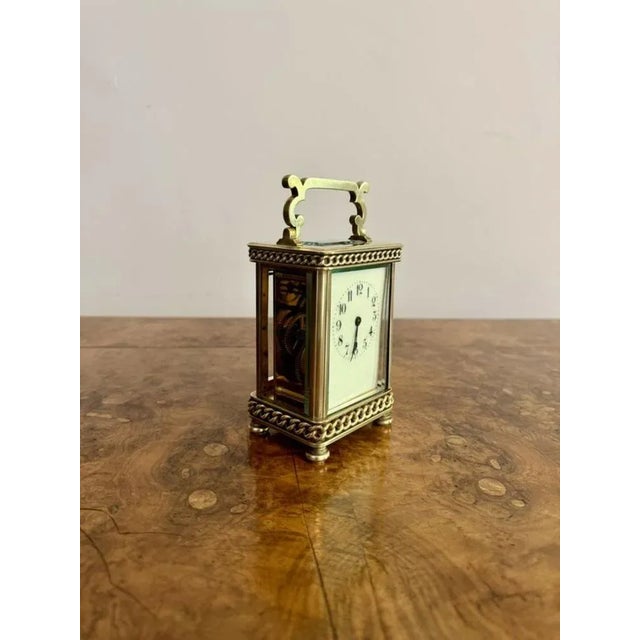 Antique Victorian Brass Carriage Clock, 1880 For Sale - Image 4 of 6