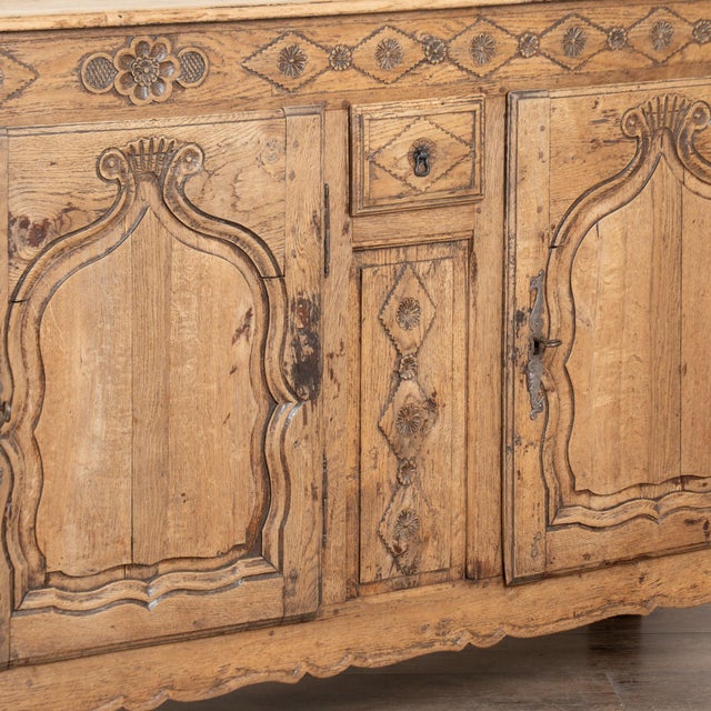19th Century French Long Bleached Oak Three Door Sideboard Buffet For Sale - Image 11 of 13