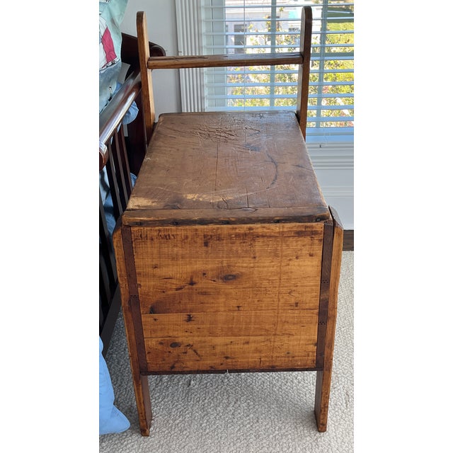 This Early American Primitive Antique Wooden Quilt/Blanket Box Chest Side Table has a lot of character. It works great as...