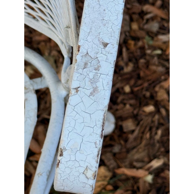 White 1970s Woodard “On the Terrace” Wrought Iron Patio Dining Set by Carolina Forge, Set of 5 For Sale - Image 8 of 12