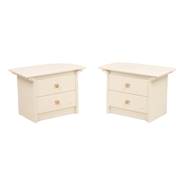 Cream Lacquered Bedside Tables by Pierre Cardin, 1980, Set of 2 For Sale
