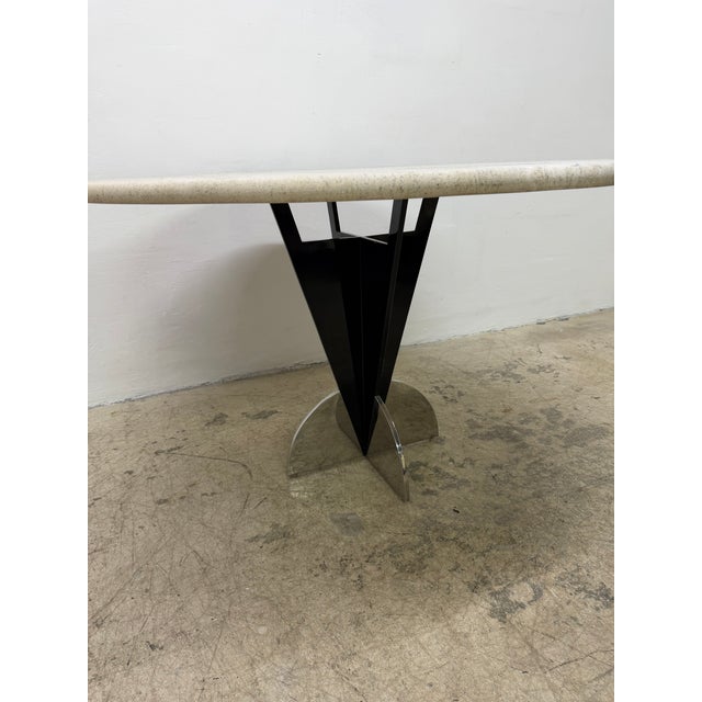 Metal Stanley J Friedman Arrowhead Dining Table With Custom Travertine Top for Brueton For Sale - Image 7 of 18