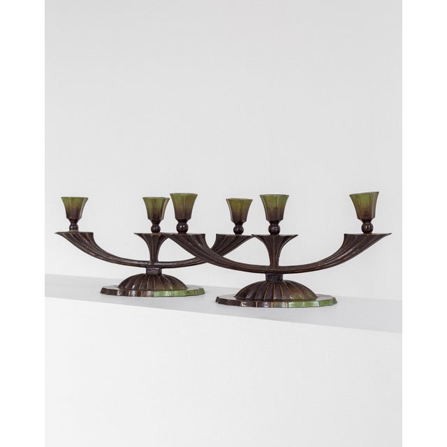 Swedish Art Deco Bronze Candleholders, 1930s, Set of 2 For Sale - Image 3 of 7