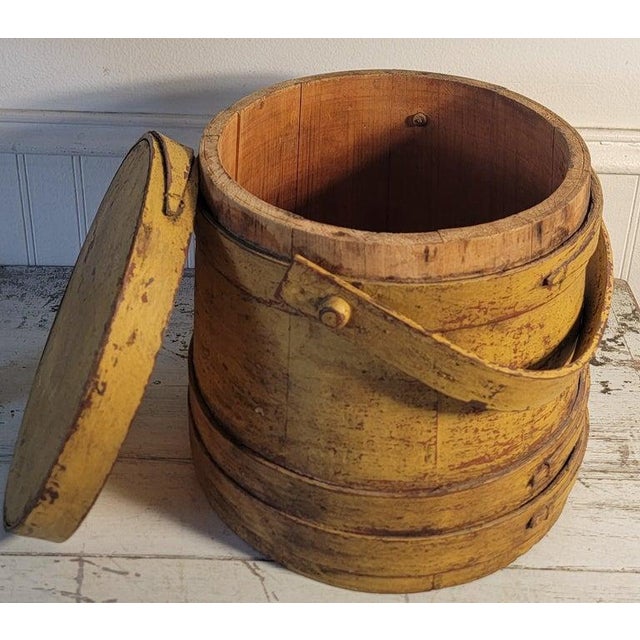 Paint 19thc Mustard Painted Firkin For Sale - Image 7 of 8