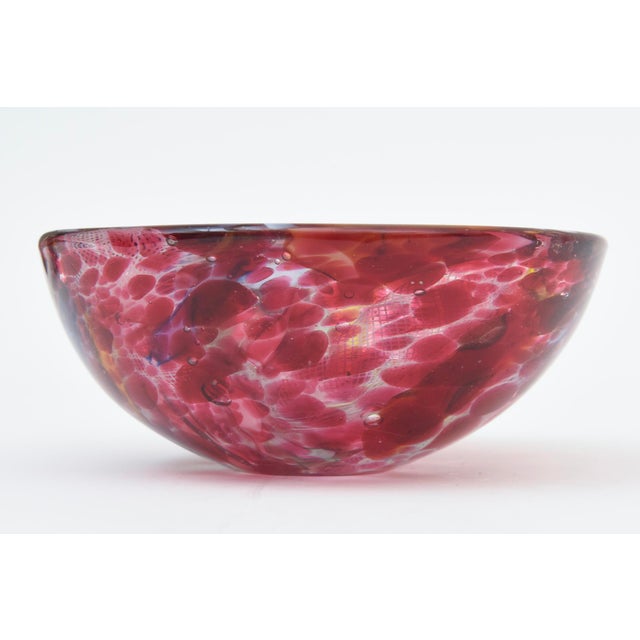 Raspberry Pink Vintage Murano Tutti Fruitti Bowl Glass by Avem, Italy, 1960's For Sale - Image 8 of 9