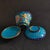 Mid 20th Century Vintage Chinese Turquoise Cloisonné Enamel Floral "Three-Piece" Tea Bowl Set For Sale - Image 5 of 6