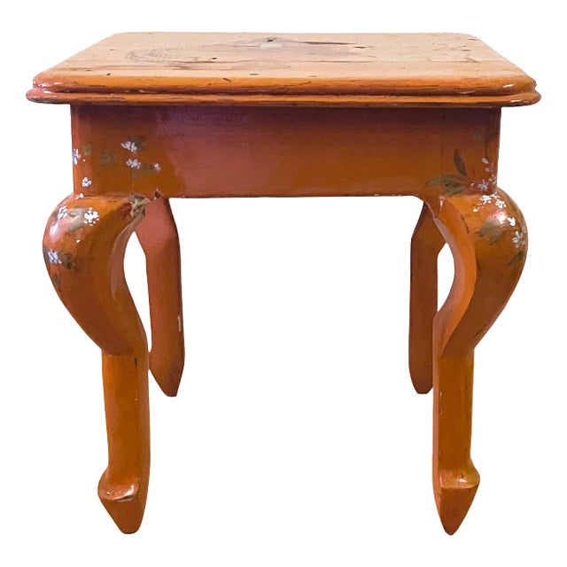 1950s Japanese Lacquer Painted Stool or Small Table For Sale