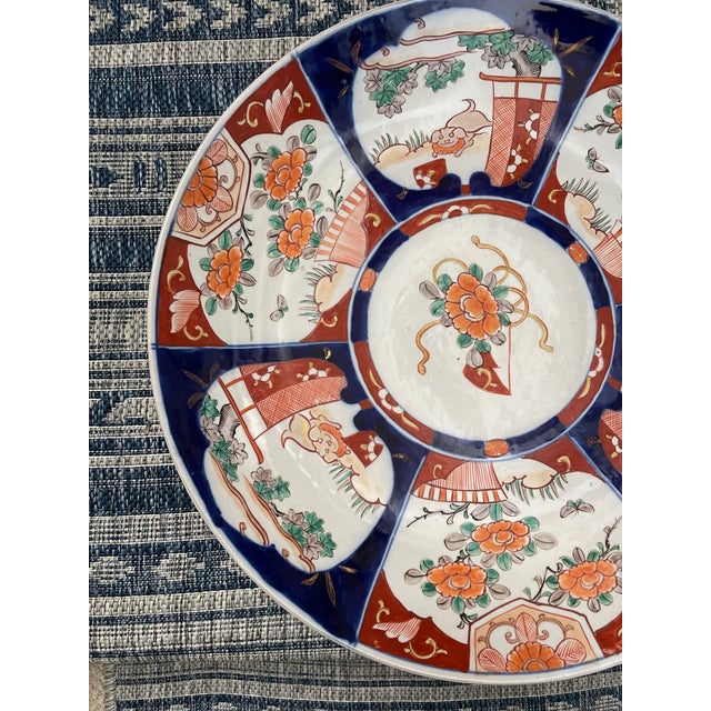 Large Antique Japanese Imari 18" Charger Platter 6 Panel. Hand Painted For Sale In San Francisco - Image 6 of 10