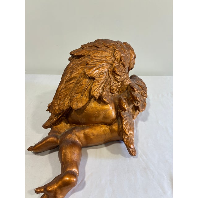 Vintage Gold-Toned Reclining Cherub For Sale In Oklahoma City - Image 6 of 12