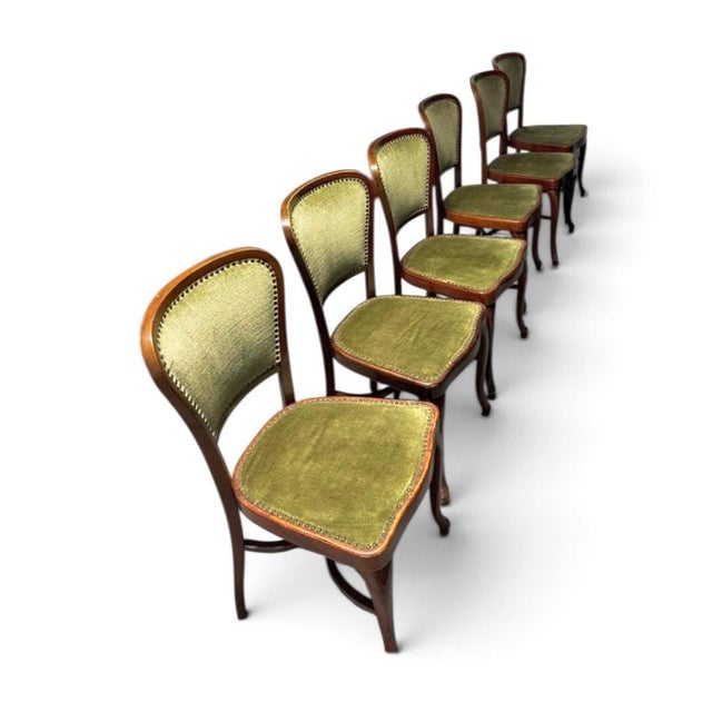 Classic Dining Chairs with Velvet Upholstery from Thonet, 1960s, Set of 6 For Sale - Image 8 of 13