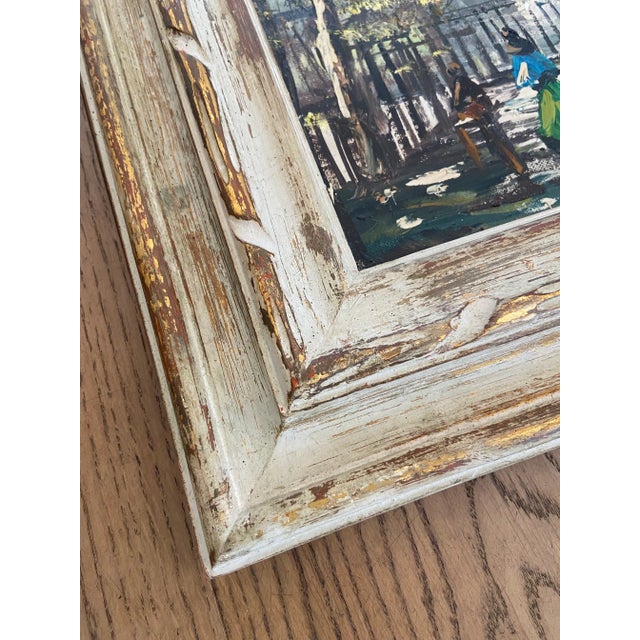Vintage Parisian Street Scene Oil on Canvas For Sale - Image 10 of 14