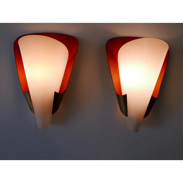 1950s Mid-Century Modern German Brass & Acrylic Glass Sconces, 1960s, Set of 2 For Sale - Image 5 of 18