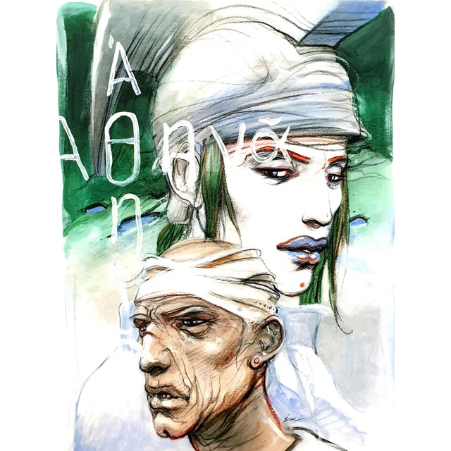 Wood Enki Bilal - Athena - Original Lithograph 2012 For Sale - Image 7 of 7