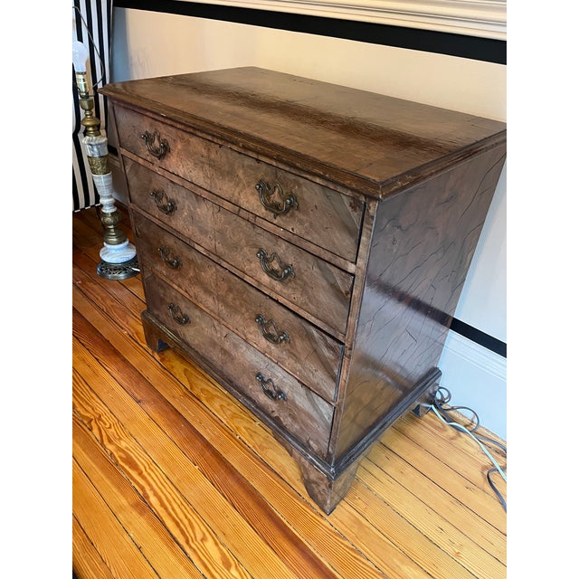 American Antique Burled Wood Veneer Bachelor’s Chest For Sale - Image 3 of 9