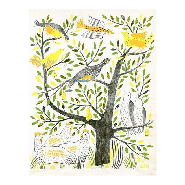 Vintage Print, “On the Fourth Day of Christmas”, Original Mid-Century Color Lithograph For Sale